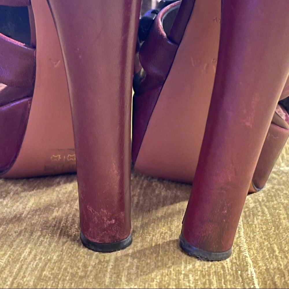 ALAIA Platform Burgundy Leather Sandals Sz 36 - Picture 6 of 6